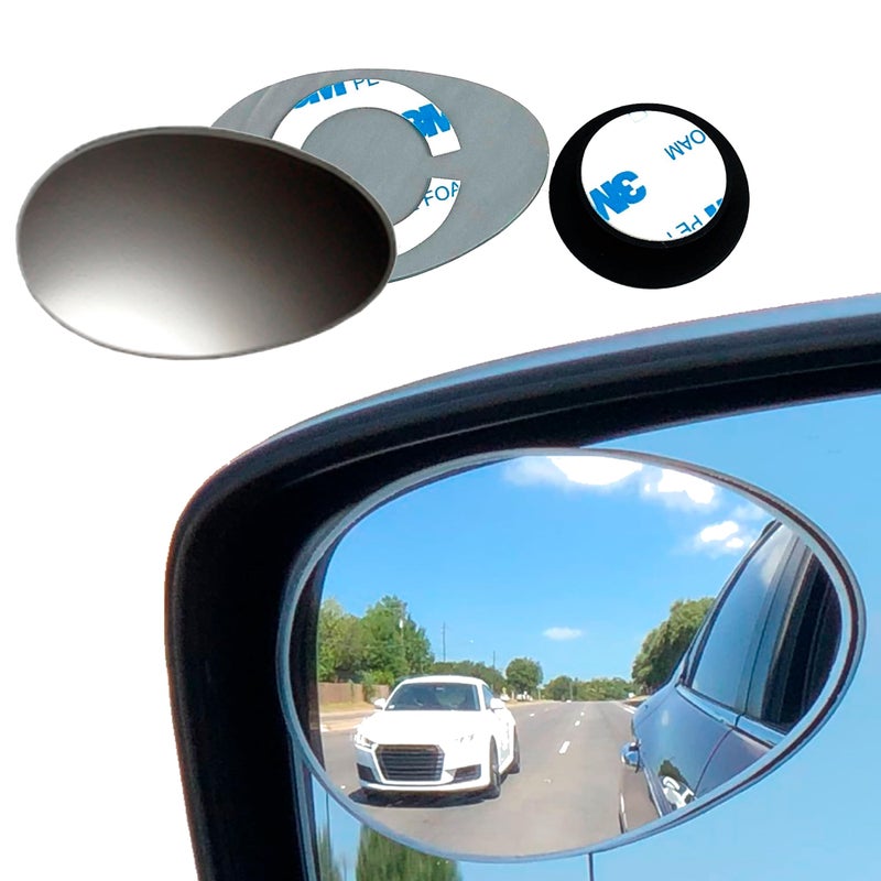 Utopicar Blind Spot Car Mirrors: Semi Oval Convex Rear View - HD Glass Side Car Mirror - Blindspot Can Be Installed Fixed or Adjustable - Pack of 2 - Image 1